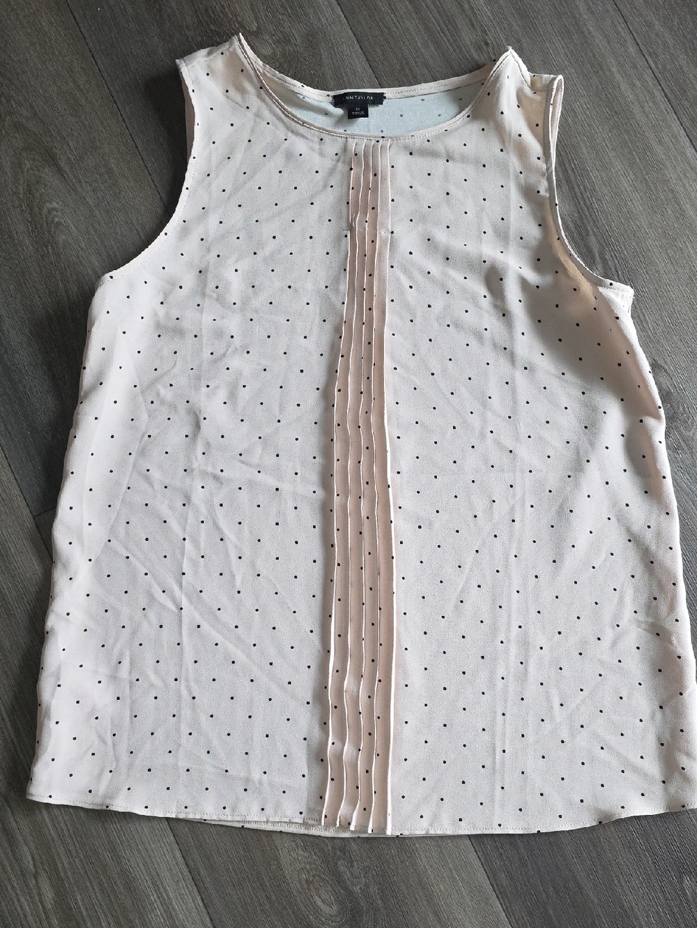 Ann Taylor Light Pink Polka Dot Pleated Front Camisole